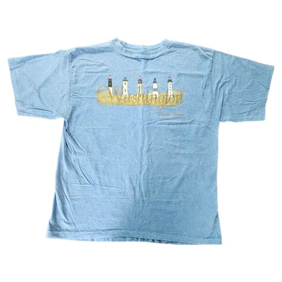 Unbranded Tops - VTG 90s Washington Ocean Shores T Shirt XL Destination Single Stitch Lighthouse